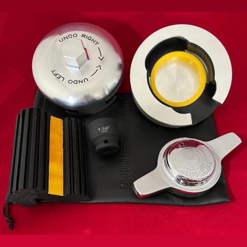Oil filter wrench set on red background