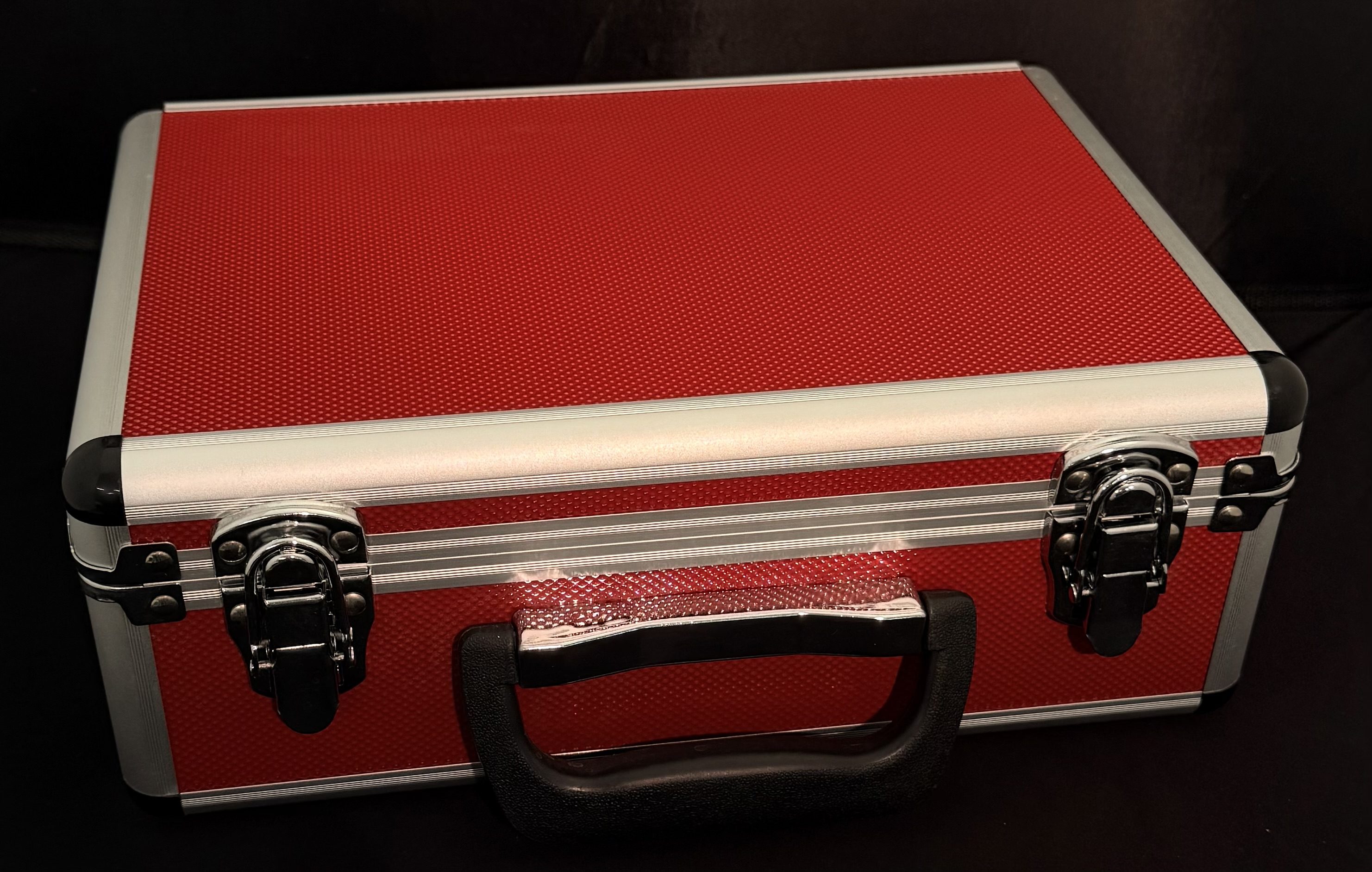 Red hard case with handle and latches