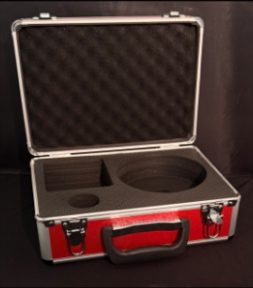 Open red equipment case with foam insert