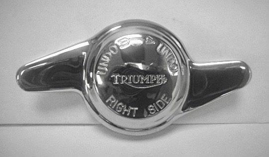 Chrome Triumph wing nut marked 'Right Side'